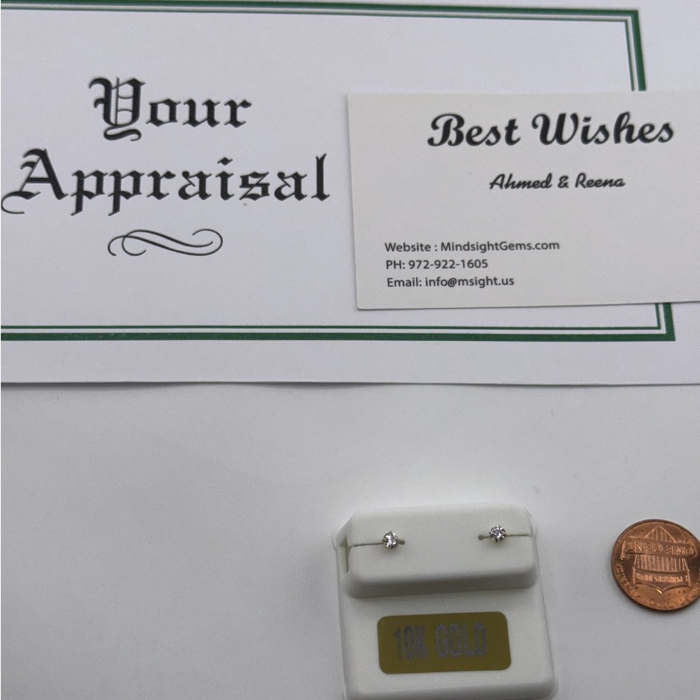 10K Solid Gold Earrings | Free Appraisal | 2mm Gold Kids Studs | VVS Swarowski - Picture 3 of 5